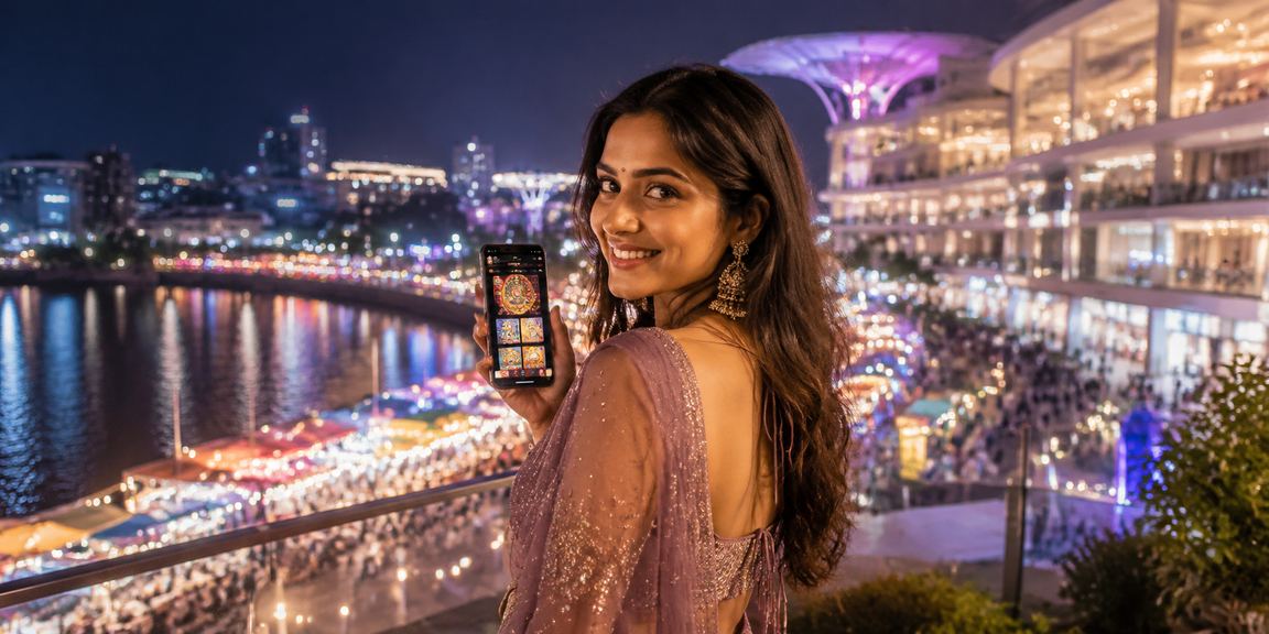 User logging into 2448 account in vibrant city night